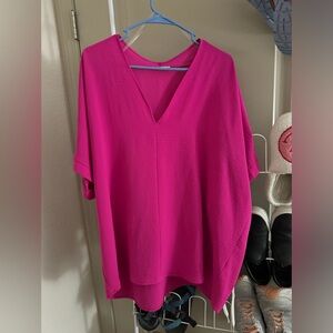 Pink V Neck blouse Size L